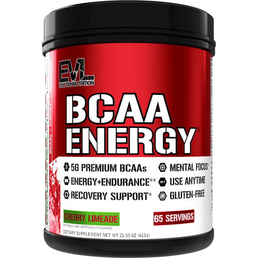 EVL BCAA Energy Cherry Limeade 65srv - Hydrating PreWorkout For Energy, Endurance, & Recovery