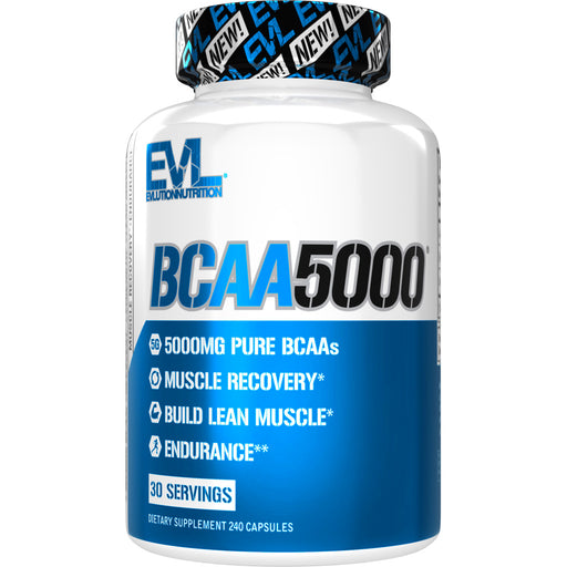 EVL BCAA5000 240ct | 5000mg Branched Chain Amino Acids | Boost Muscle Building + Recovery & Endurance
