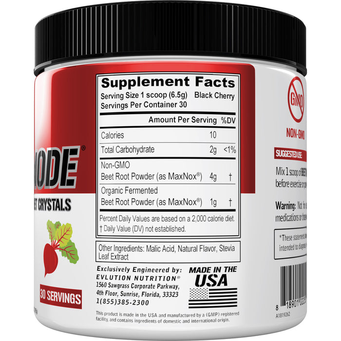 EVL BeetMode Black Cherry 30srv | Concentrated Beet Powder Crystals, Nitric Oxide & Natural Circulation Booster | Antioxidants, Vegan, Non-GMO Endurance Superfood