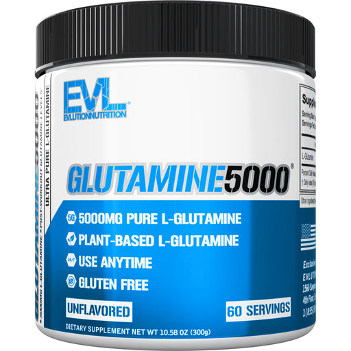 EVL Glutamine 5000mg 60srv | Unflavored Plant-Based Nitric Oxide Booster Glutamine Supplement