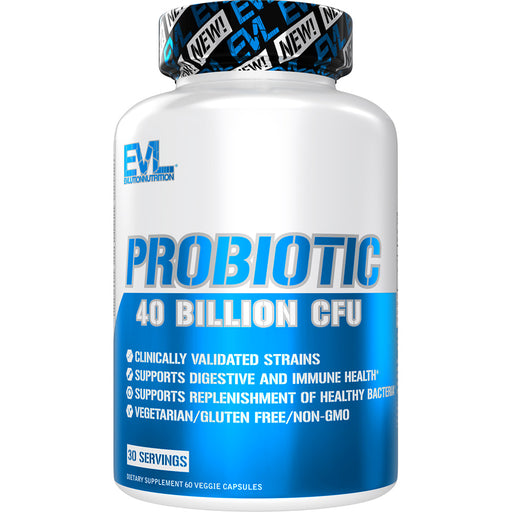 EVL Probiotic Supplement 60 Caps: 40 Billion CFUs Non-GMO Veggie Capsules For Digestive & Immune Health