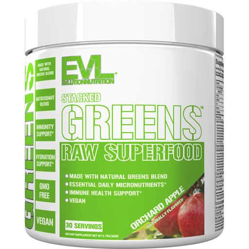 EVL Stacked Greens Orchard Apple 30srv | Raw Vegan Superfood With Daily Micronutrients For Immune Health