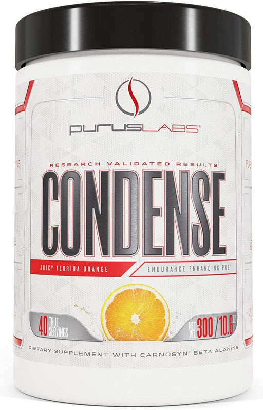 Purus Labs Condense: Most Powerful Pre Workout Energy Drink Mix Powder 40 srvs- Juicy Florida Orange