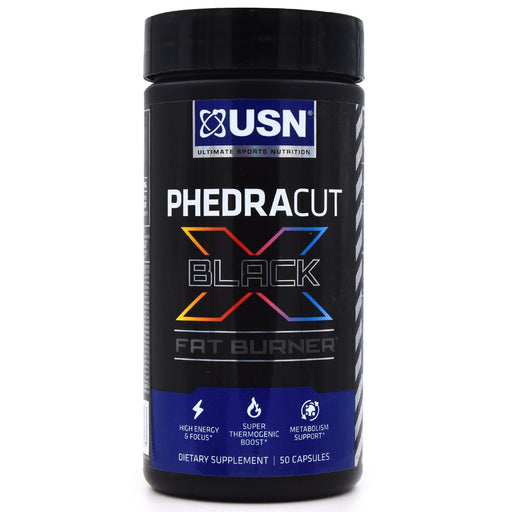 USN PhedraCut Black X Fat Burner for Weight Loss Management, 50ct