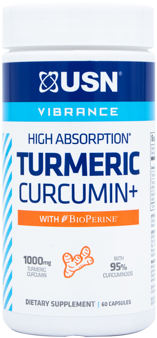 USN High Absorption Turmeric Curcumin + with BioPerine 1000mg, 60 Capsules
