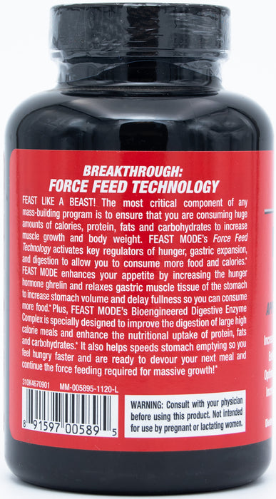 MuscleMeds Feast Mode Appetite Stimulant Weight Gain Pills Digestive Enzymes, 90 Caps