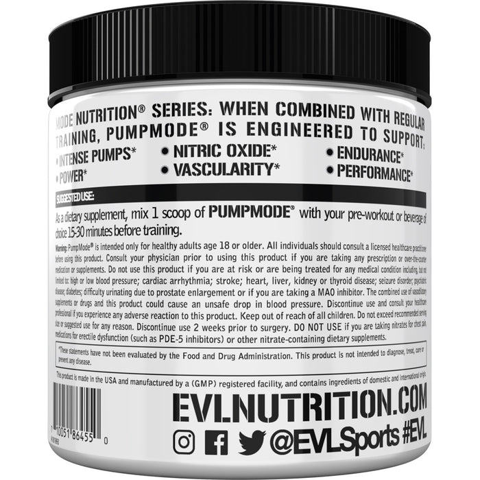 EVL PumpMode Choose Flavor 30srv - Nitric Oxide Pump Accelerator Drink Mix to Boost Performance