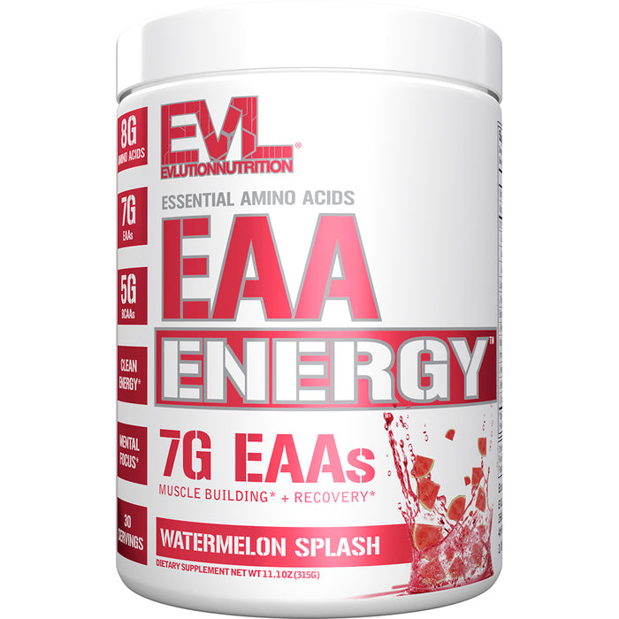 EVL EAA Energy BCAA Clean Energy Muscle Building & Recovery Drink Mix - Choose Flavor 30srv