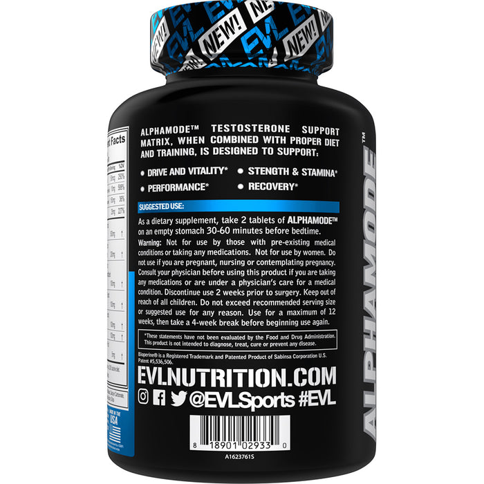 EVL Alphamode 60ct | Testosterone Support Matrix | Boost Drive, Vitality, Strength & Stamina