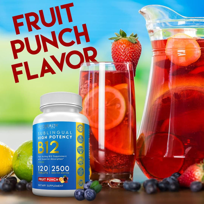 Energy Boosting Sublingual Vitamin B12 with Refreshing Fruit Punch Flavor