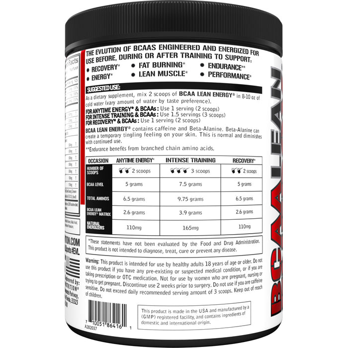 EVL BCAA Lean Energy 30srv Choose Flavor: Fat Burner Support BCAAs PreWorkout Recovery Drink Mix