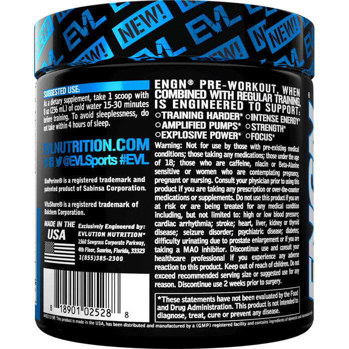 EVL ENGN 30srv CHOOSE FLAVOR: Hardcore Pre-Workout Energy Drink Mix with Creatine for Energy, Pumps, & Power