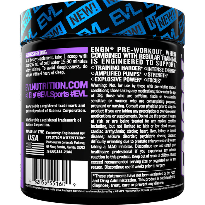 EVL ENGN 30srv CHOOSE FLAVOR: Hardcore Pre-Workout Energy Drink Mix with Creatine for Energy, Pumps, & Power