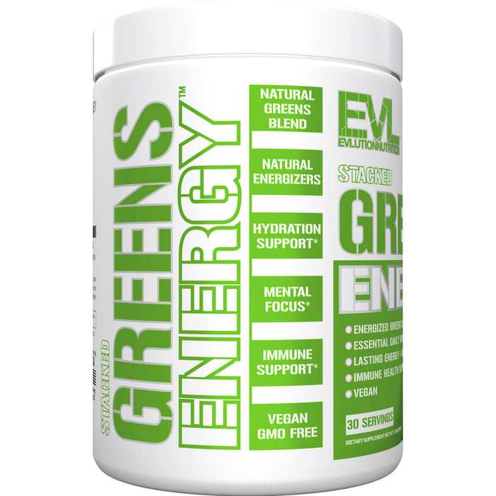 EVL Stacked Greens Energy Orchard Apple 30 srv: Energized Essential Micronutrients Superfood Blend for Immune Health