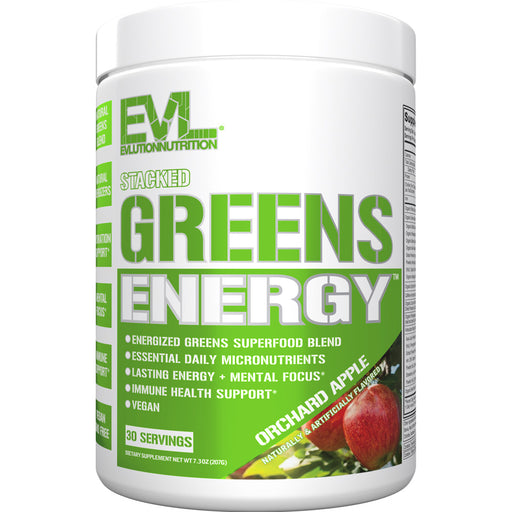 EVL Stacked Greens Energy Orchard Apple 30 srv: Energized Essential Micronutrients Superfood Blend for Immune Health
