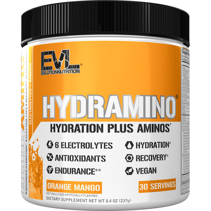 EVL Hydramino 30srv Choose Flavor - 6 Key Electrolytes Drink Mix for Hydration, Endurance & Recovery