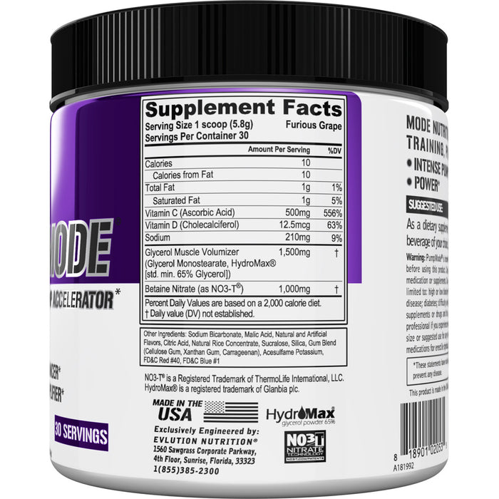 EVL PumpMode Choose Flavor 30srv - Nitric Oxide Pump Accelerator Drink Mix to Boost Performance