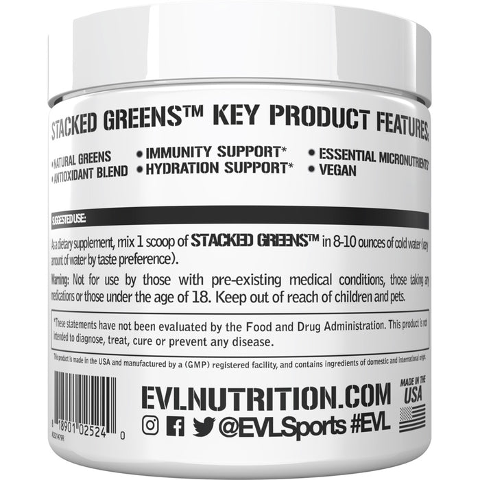 EVL Stacked Greens Orchard Apple 30srv | Raw Vegan Superfood With Daily Micronutrients For Immune Health