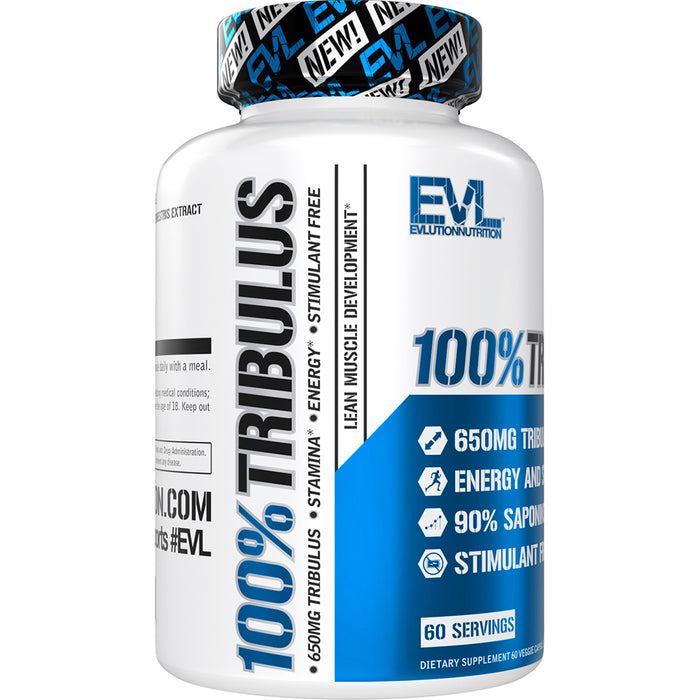 EVL 100% Tribulus: Natural Testosterone, Energy, Stamina & Libido Booster, 60ct.