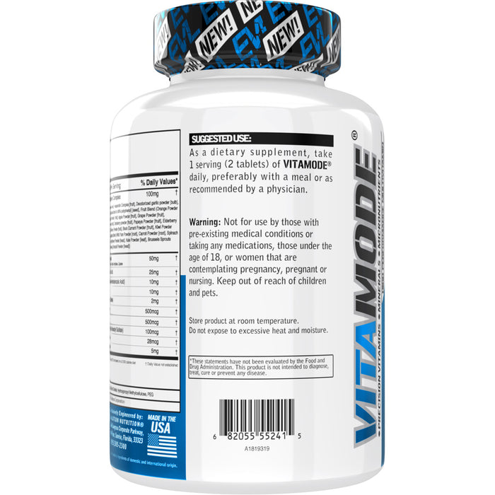 EVL VitaMode 60ct: Men’s Vegetarian Multivitamin, Full Spectrum Vitamins & Minerals, Immune Health