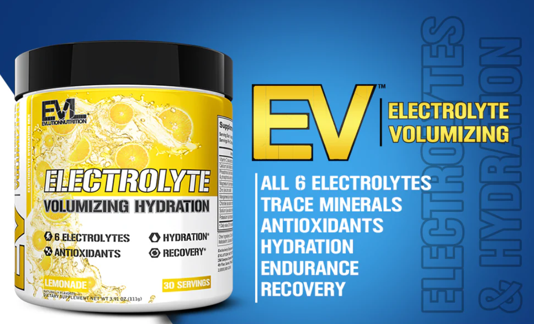 EVL Electrolyte 30srv | The Ultimate Volumizing Hydration Powder with 6 Key Electrolytes, Lemonade Flavor