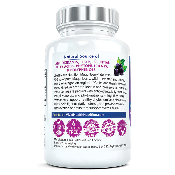 Pure, Natural Maqui Berry: Antioxidant Rich Superfood Supplement for Immune Support, Skin & Eye Health 30 Caps