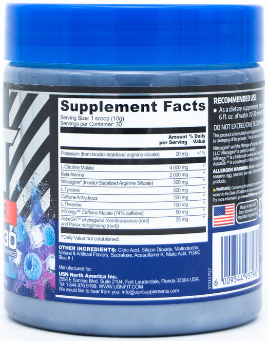 USN 3XT Power Pre-workout Powder, Nitric Oxide Supplement With L-Citrulline & Nitrosigine, Muscle Growth, Pumps, Vascularity, & Energy Drink Mix, 30srvs