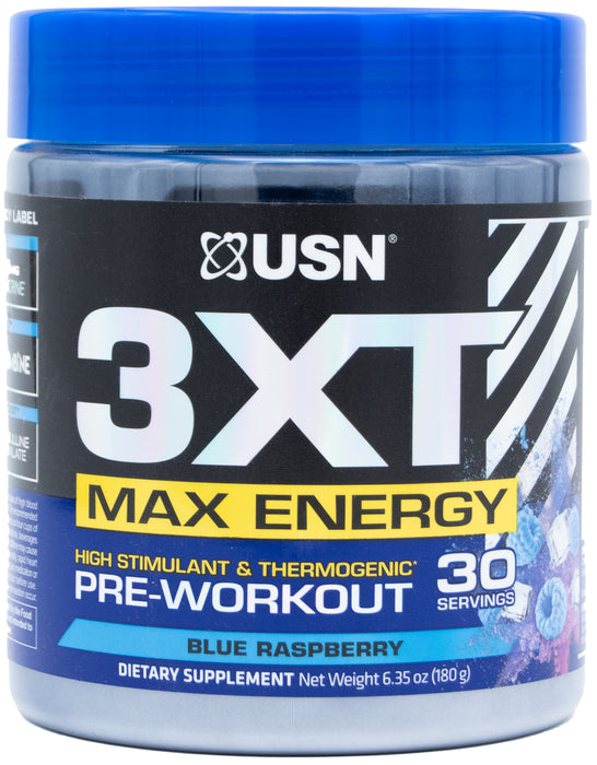 USN 3XT Max Energy Pre-Workout Nitric Oxide, Citrulline, Caffeine, Zero Creatine, 30srv