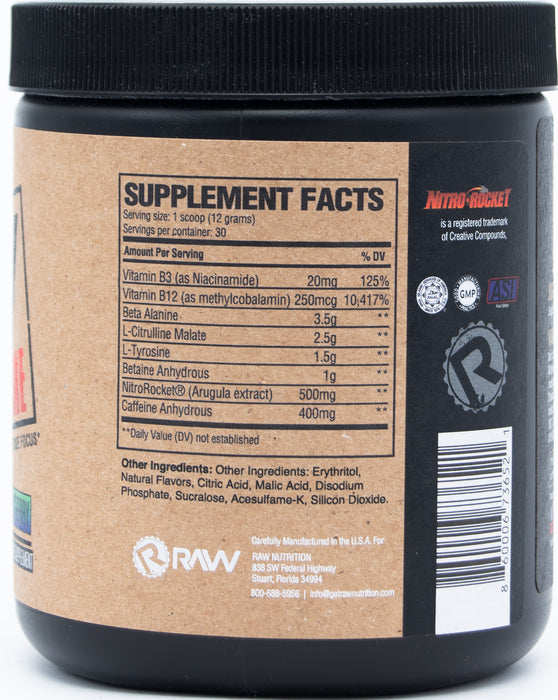 RAW Pre-Extreme High Stimulant Preworkout Powder, 30srvs (Pick Flavor)