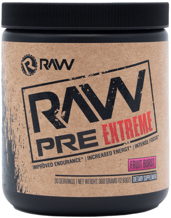 RAW Pre-Extreme High Stimulant Preworkout Powder, 30 servings, Fruit Burst
